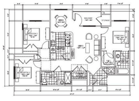 a floor plan of a house with some furniture